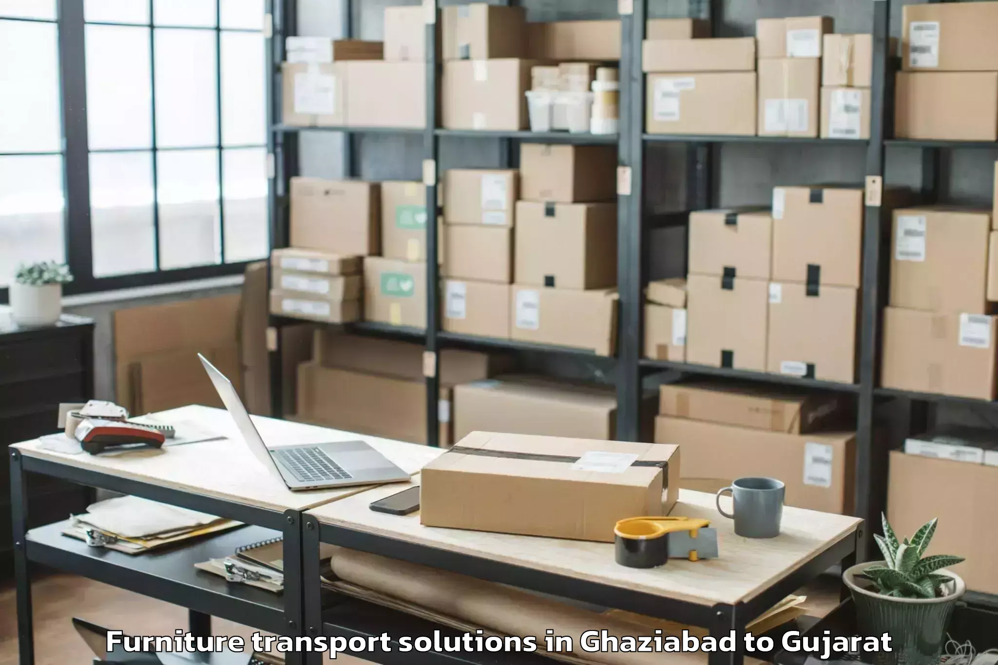 Comprehensive Ghaziabad to Malpur Furniture Transport Solutions